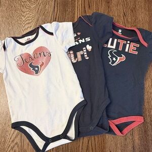 SET OF 3 NFL Texans Baby Girl Bodysuits  Sz 18m.  CUTE!  Hard to Find BA